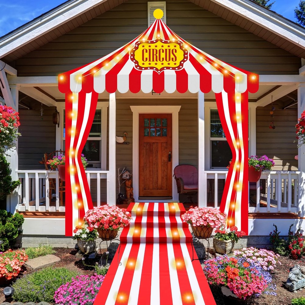 7 Pcs Lighted up Carnival Entryway Party Decorations Set Circus Tent Decorati…