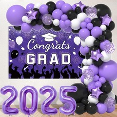 Graduation Decorations Class Of 2026: Purple and Black 2026 Graduation Balloo…
