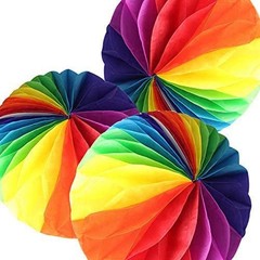 Paper Honeycomb Tissue Ball for Party Decoration Rainbow 10in