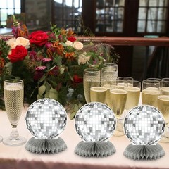 Silver 70s Disco Centerpieces For Tables Flat Party Decor Birthday Not Ball