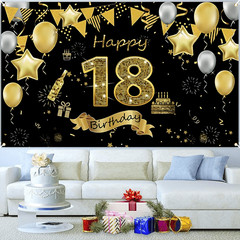 18th Birthday Backdrop Banner Birthday Party Background Decoration Flag Indoor❀