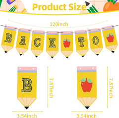 Back to School Banner Pencil Garland – First Day of School Classroom Welcome Sig
