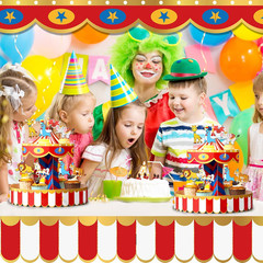 Carnival Circus Cupcake Stand Party Decorations with 24 Cupcake Toppers Circu…