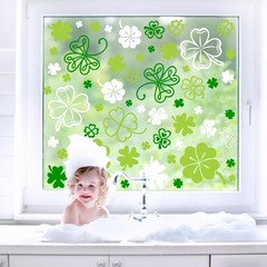 9 Sheets St. Patrick’s Day Shamrock Window Cling Stickers Window Decals Green Wh