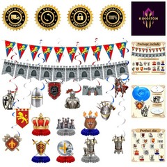 Complete 18 Pcs Medieval Knight Birthday Party Set – Easy to Assemble Decor