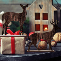 4 Pcs Summer Christmas Table Decorations Wooden Christmas in July Pine Tree Rein