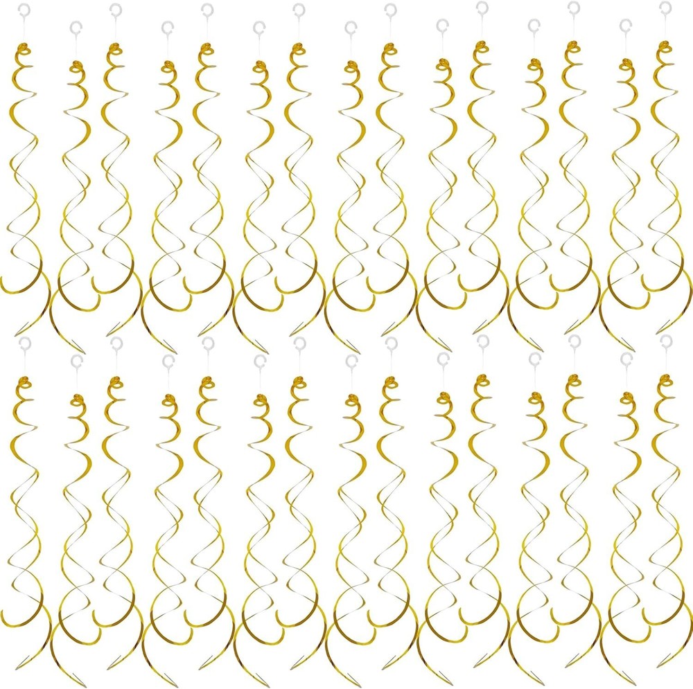 30 Pieces Hanging Swirl Party Decorations Foil Decorations Ceiling Swirl Spiral
