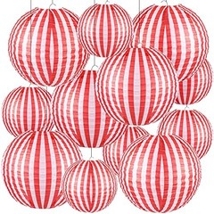 12 Pcs Carnival Circus Decorations Red Red and White Striped Classicl Style
