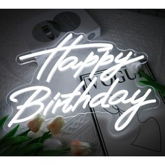 Happy Birthday Neon Signs, LED USB Neon Light for Party Wall Decor 40x32cm