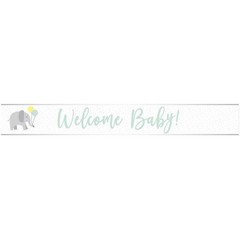 Amscan Welcome Baby Foil Banner Silver 2.7m Unisex Party Decoration Baby Shower