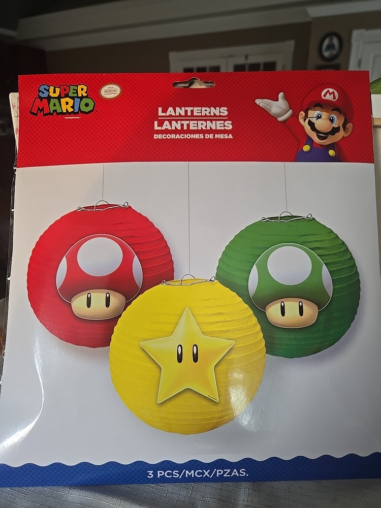 Super Mario Brothers Paper Lanterns Set Of 3 Birthday Party Decoration 9.5”