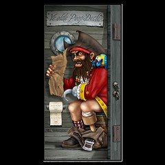 Funny PIRATE CAPTAIN in POOP DECK Bathroom Door Cover Birthday Party Decoration