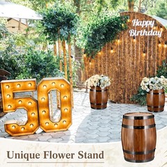 Wedding Oak Whiskey Barrel Card Box with Slot Gift Light Brown