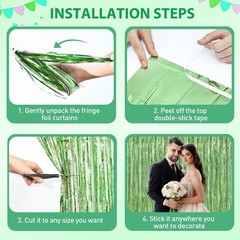 Light Green Tinsel Backdrop Foil Fringe Curtains – 2 Packs Door Streamers Bac…