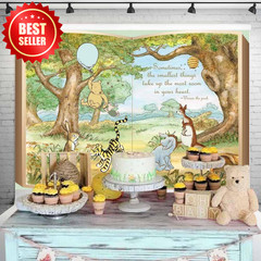 7x5FT Pooh Bear Book Backdrop Vintage Hundred Acre Wood Baby Shower 117 US