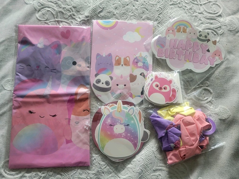 Squishmallow Birthday Party Supplies Cake Topper Balloons Banner