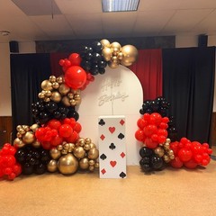138 Pcs Casino Theme balloon garland arch kit – Red Black and Gold Balloons w…