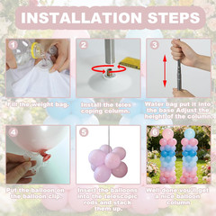 2 Set 7ft Balloon Column Stand Kit Adjustable Telescopic Tower Party Decoration