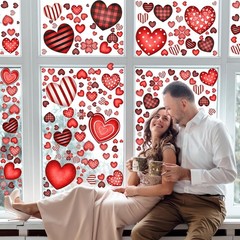 Geyoga 211 Pcs 6 Sheets Valentine‘s Day Window Clings Red, Black, White