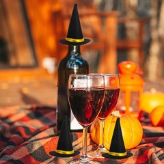 mini witch hats Witch Hat Wine Bottle Toppers Halloween Party Supplies