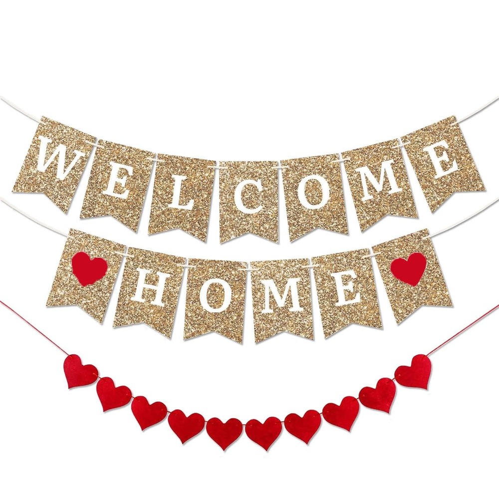 Gold Welcome Home Banner – Fully Assembled and Ready to