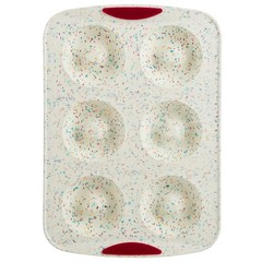 Jumbo Donut Pan – Nonstick 6 Cavity Mold, White Confetti/Fuchsia – Silicone B…