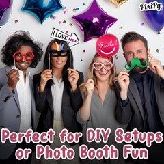 Delightful 54-Pc Multicolored Photo Booth Props Kit for Memorable Birthdays