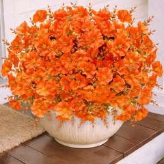 12 Bundles Artificial Flowers for Outdoors, UV 12 Bundles, Brown Orange