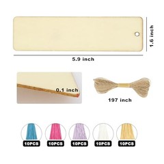 Wood Bookmarks Blank DIY Wooden Bookmark Craft Bulk 50 PCS Plain Wood 50pcs