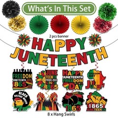 Juneteenth Banner Decorations, Red Yellow Black and Green Backdrop Decorations