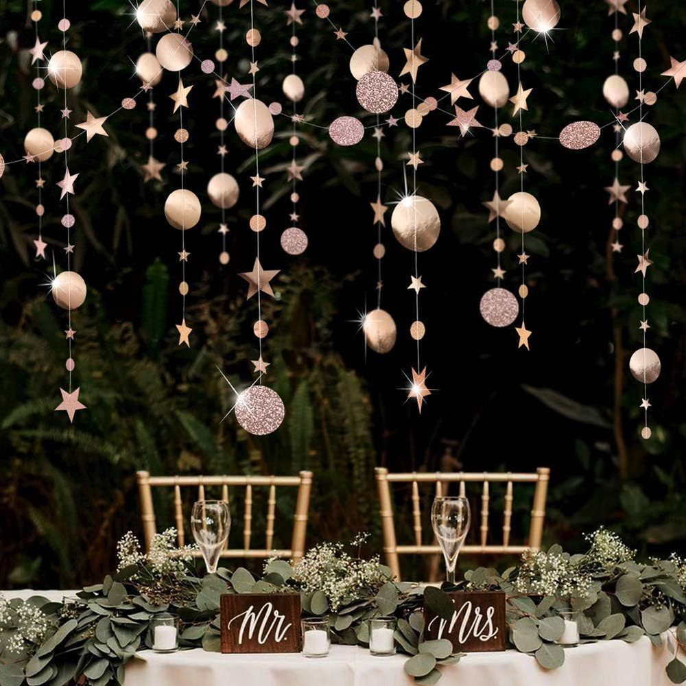 Twinkle Star Garlands Champagne Gold Party Decorations Stars Banner Ceiling Hang
