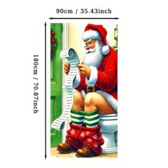 Christmas door cover with «Merry Christmas» text and Santa Claus for front door