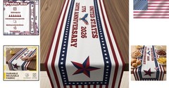 Durable 100% Polyester Patriotic Table Runner – Perfect for July 4th Parties