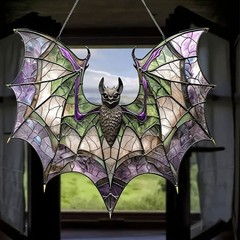 Contemporary Acrylic Bat Suncatcher Halloween Decor Home Wall Art Wreath JQ