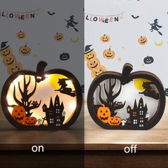 FOIMAS Halloween Wooden Table Sign,Light Up Pumpkin Table Centerpiece Topper…
