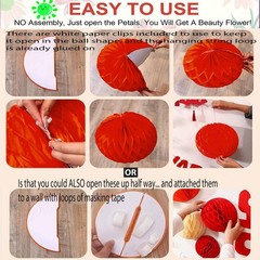 Red White Green Christmas Paper Honeycomb Balls 6 And 10 Inch Hanging Pompoms