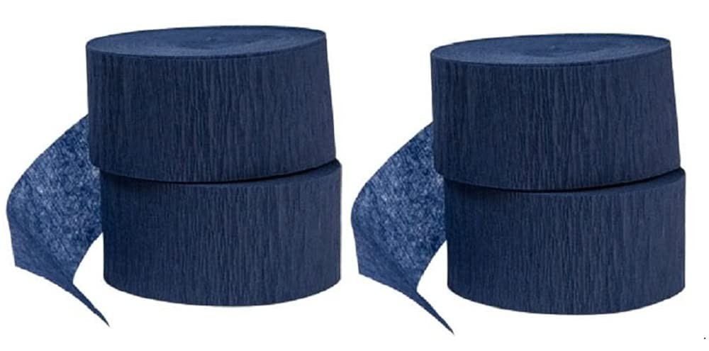 4 rolls 72.5ft, NAVY / DARK BLUE Crepe Paper Streamer 290 ft Total – Made in USA