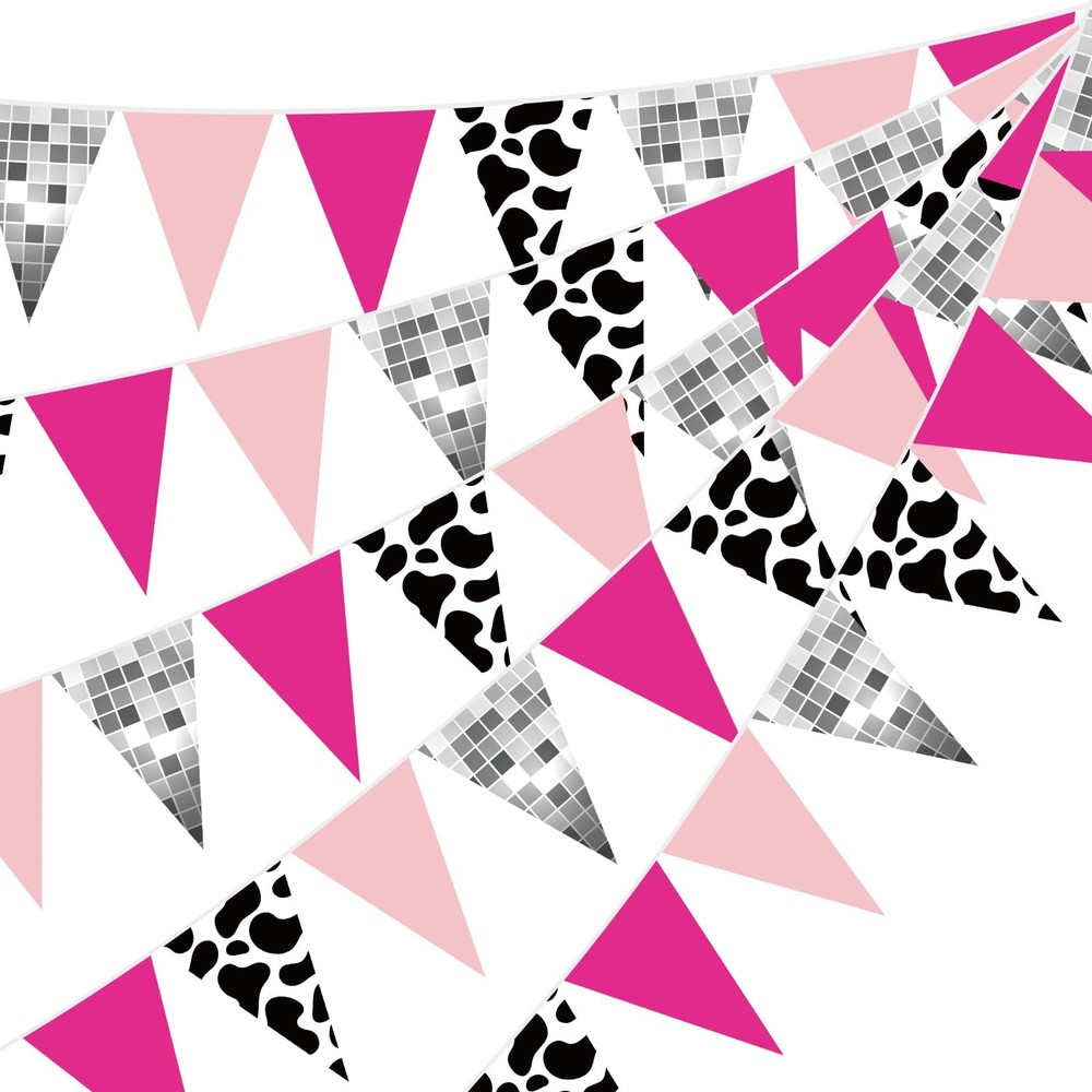 5 Pcs 49 Ft Western Cowgirl Party Decorations, Disco Cowgirl Pennant Banner, Pre