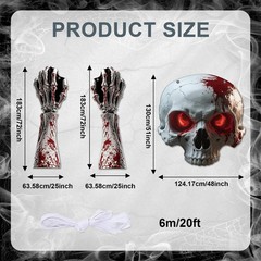 3Pcs Halloween Skull Archway Door Banner 10.24 inches x 10.63 inches, Dark