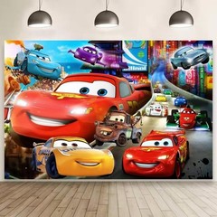 Complete 52-Piece Cars Birthday Decoration Set: Banners, Backdrop & Balloons