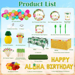 327 PCS Luau Party Decorations Set Serve 25, Hawaiian Birthday Party Supplies De