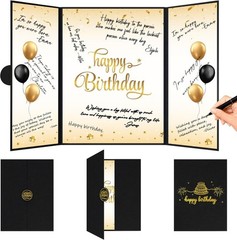 Black and Gold Birthday Decorations for Men or Women, Happy Birthday Guest Si…