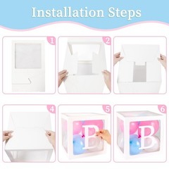 Baby Boxes with 41 Letters and 36 Balloons, 4pcs Clear Balloon Boxes for Baby…