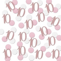 200 PCS Rose Gold 10 Confetti 10th Glitter Birthday Number Anniversary Table