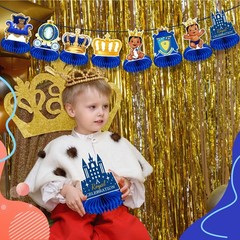 14 Pieces Royal Prince Themed Honeycomb Centerpiece Blue Little Table Decorat…