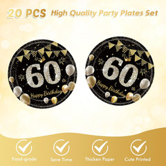41Pcs 60Th Birthday Decorations for Men Women, Black Gold 60 Year Old Birthday P
