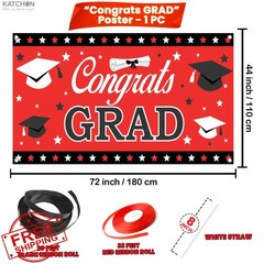 KatchOn Red Black Graduation 2026 Decorations 40 Pcs