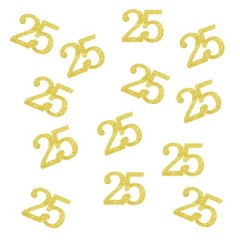 Double Side Gold Glitter Number 25 Confetti Paper Scatter Anniversary 100 PCS