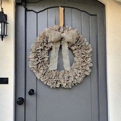 Rustic Burlap Wreath for Home Entryway Decor All Season Indoor Outdoor