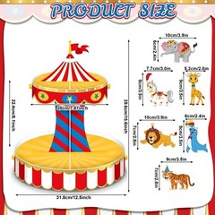 Carnival Circus Cupcake Stand Party Decorations with 24 Cake Decorations Circ…